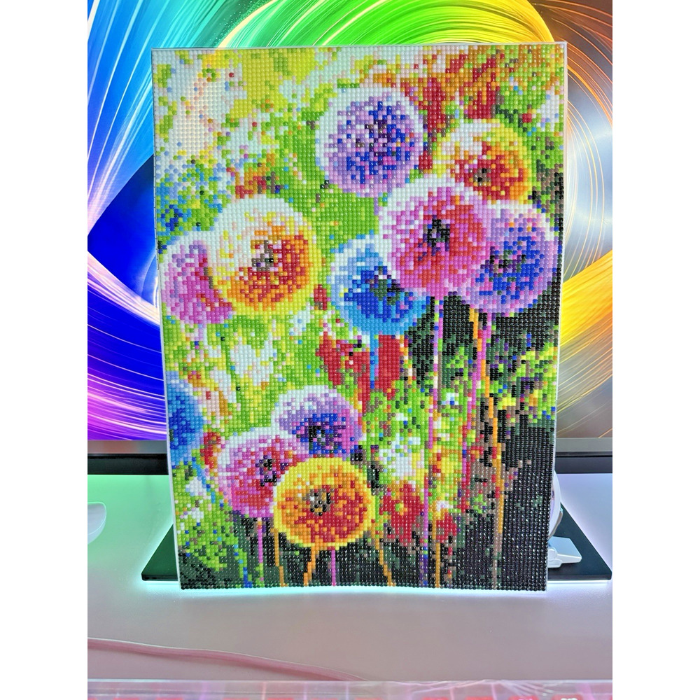 Diamond Painting Finished Completed 3D Wall Art Dandelions Colorful Spring ~9x13